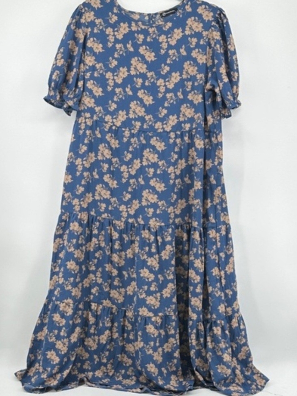 Blue Floral Tiered Dress